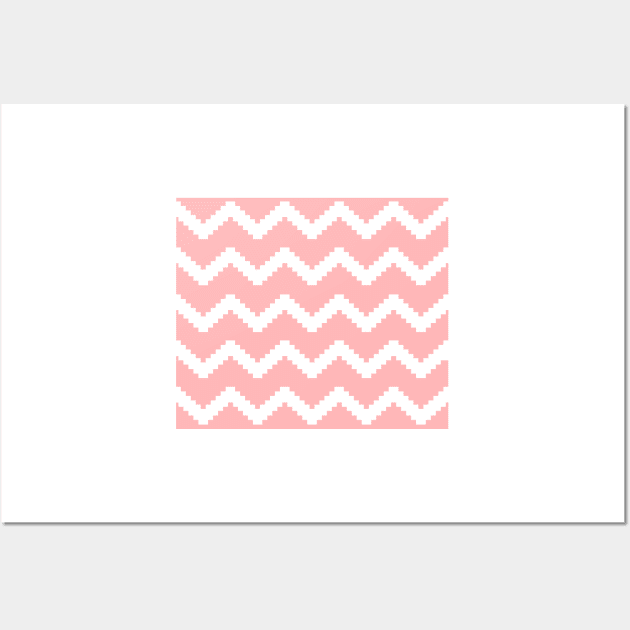 Zigzag geometric pattern - pink and white. Wall Art by kerens